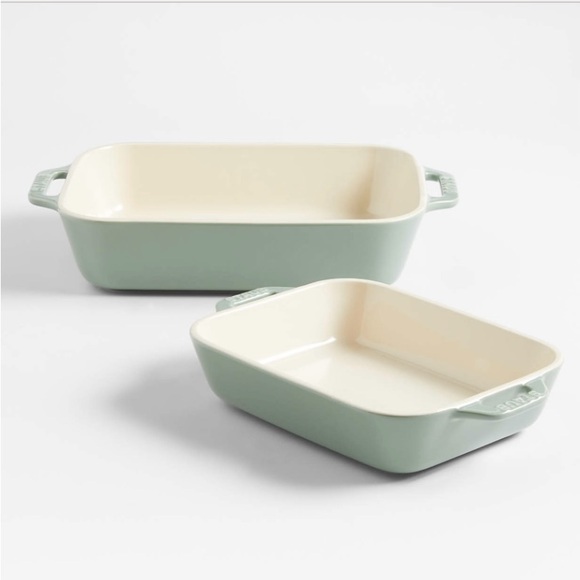 Staub 2-Piece Eucalyptus Green Ceramic Baking Dish Set- New in Box - Picture 4 of 6